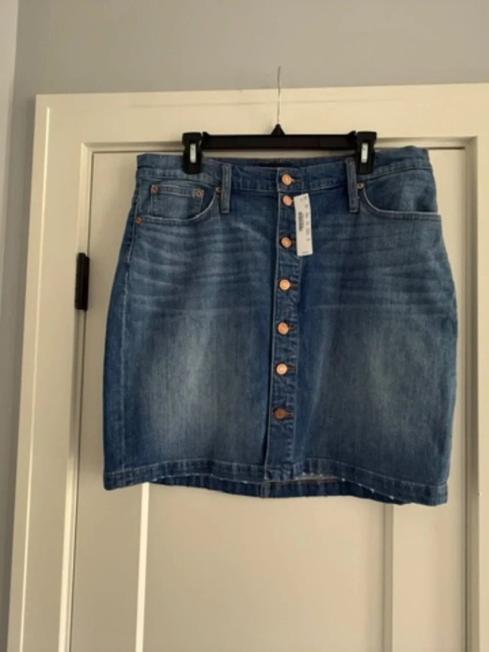 NWT J. Crew Button Front Blue Denim Jean Skirt Medium Wash Size 32